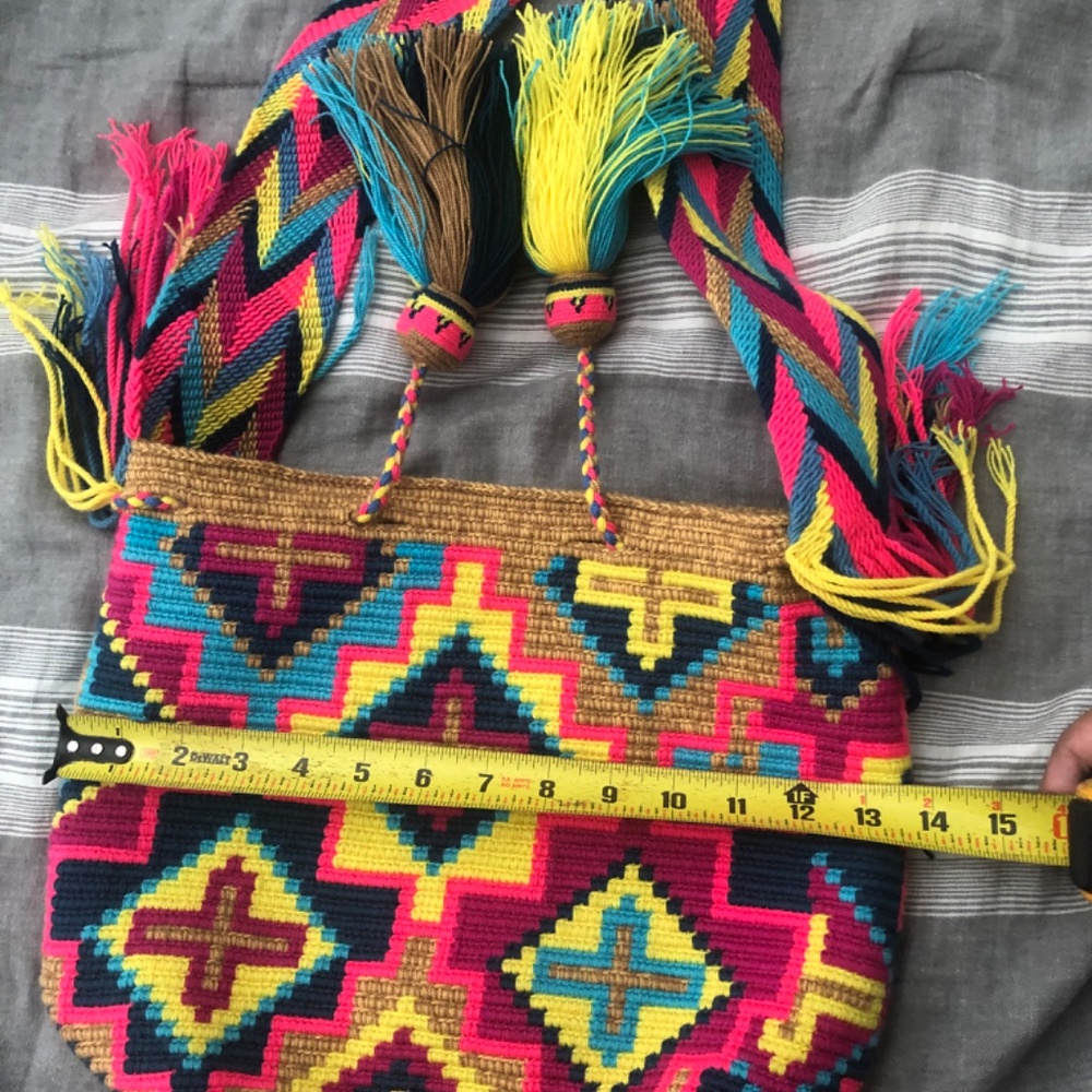 Authentic Wayuu Matizado bag / Multicolored crosses / size L / Handmade bag - Picture 7 of 7